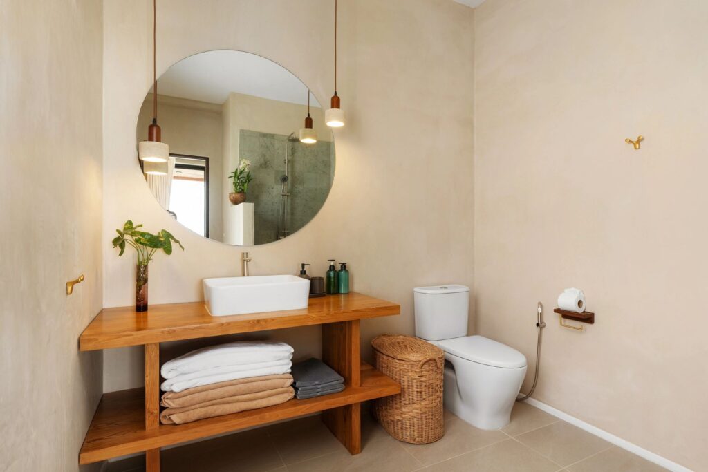 Edizi Fixed - Minimalist bathroom design with a wooden vanity