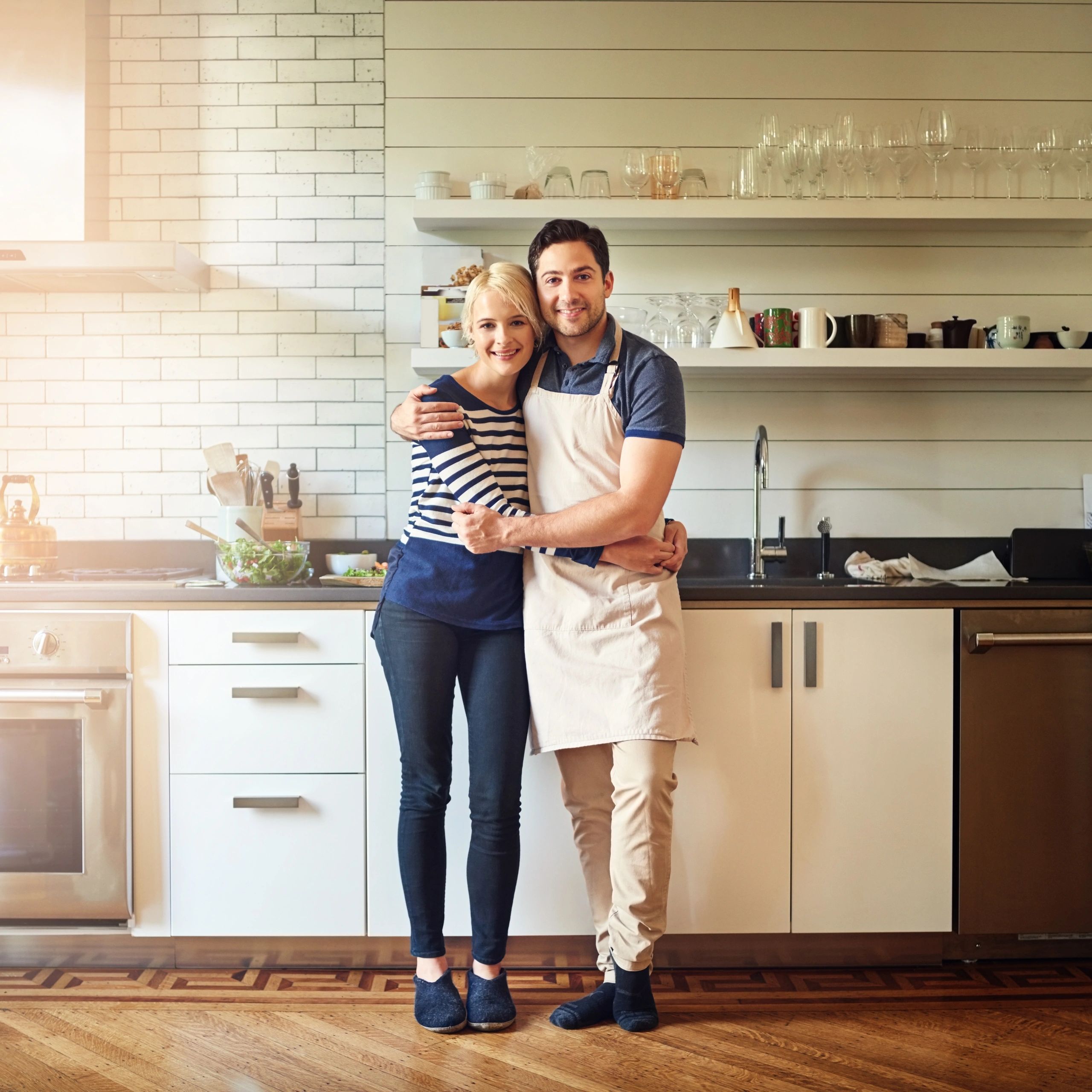 Smiling couple in a kitchen